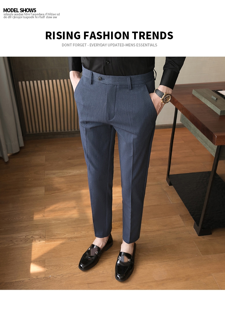 Button Decoration Winter Business Trousers for Men Quantity 200 Design Slim Fit Style