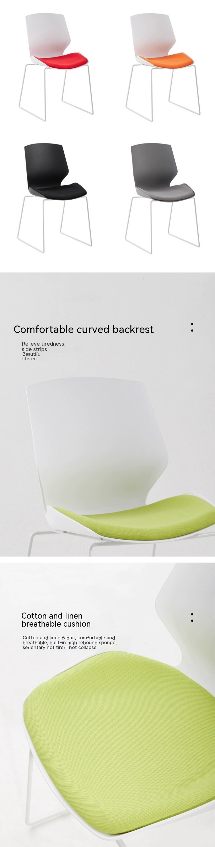 Stackable Four Legs Training Office Porosity Mesh Conference Room Chair with PC Chair
