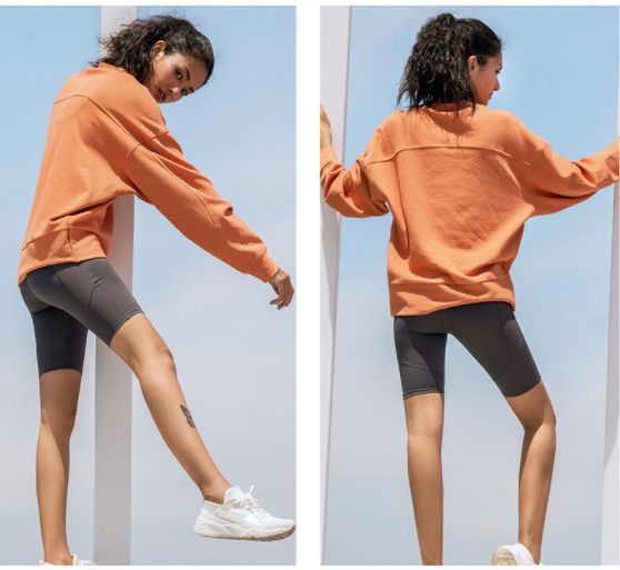 Crew Neck Plain Pullover Sweatshirt Oversized Solid Long Hoodies