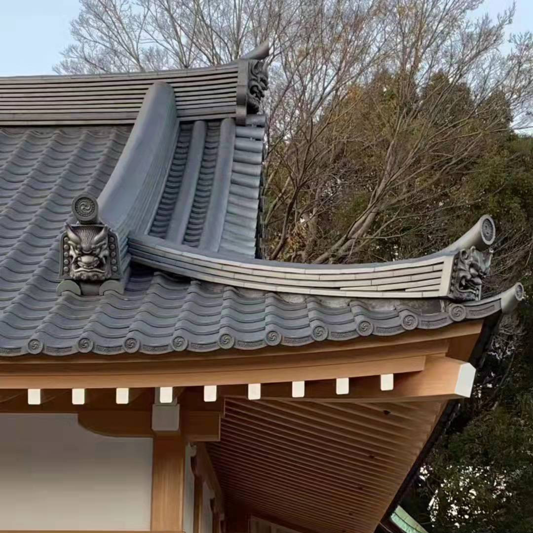 10mm Thick Japanese Roof Tiles Temple Matt Unglazed Traditional
