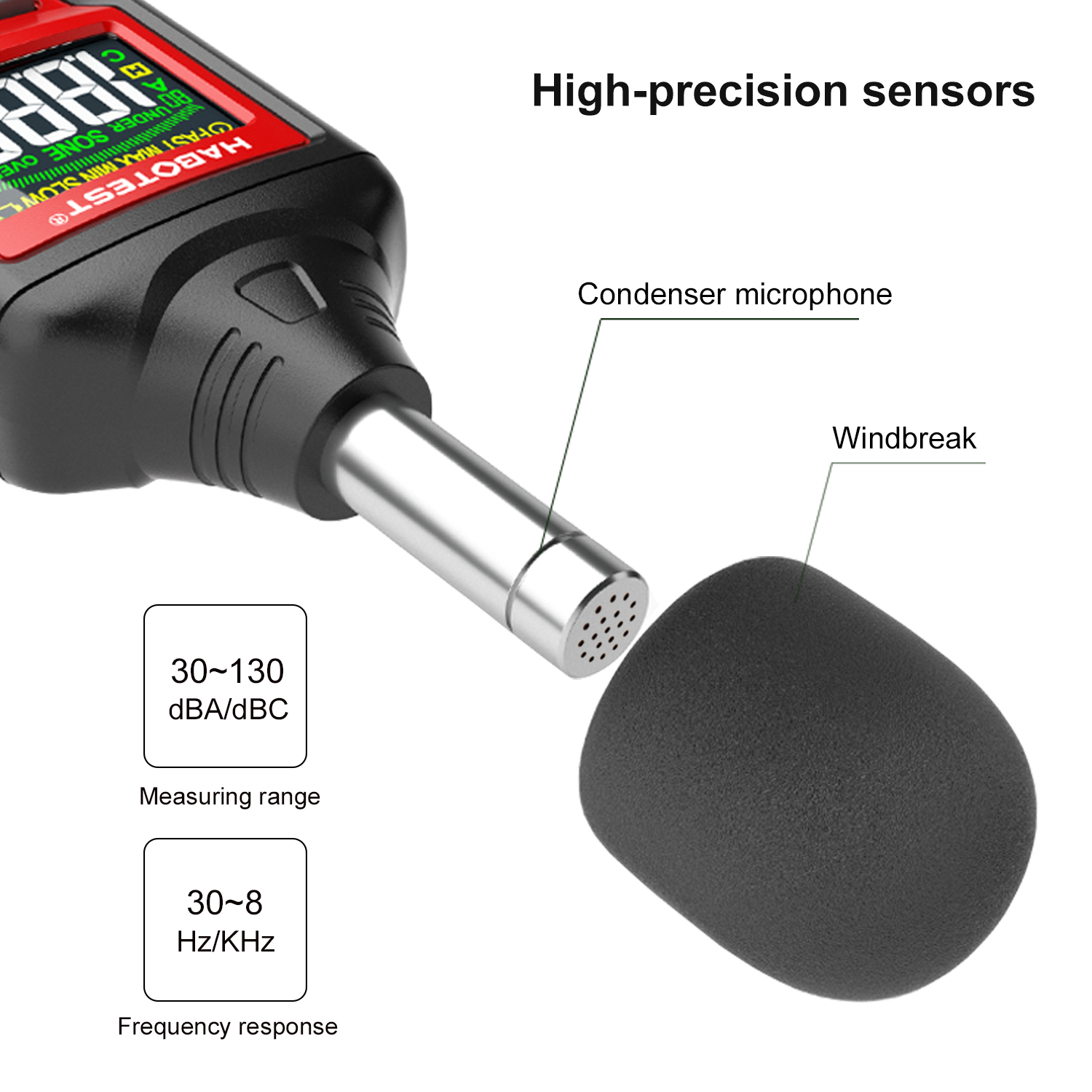 100dB Digital Decibel Meter , 110dB Digital Noise Meter
