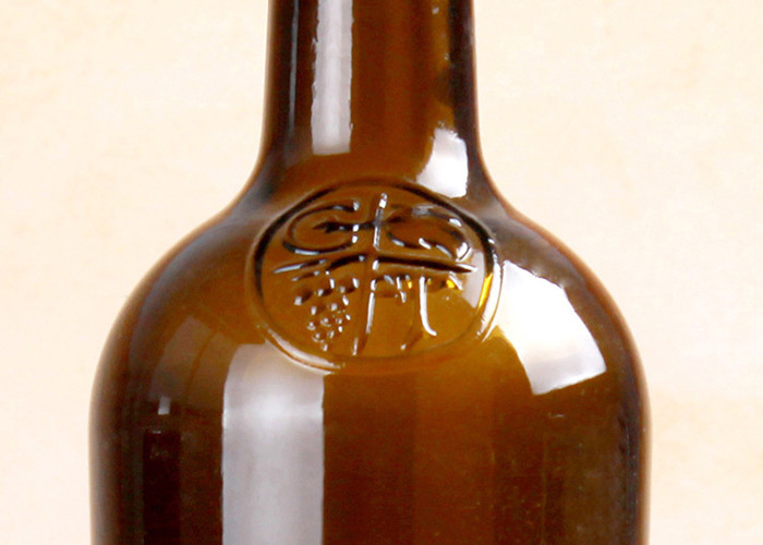 Elegant Amber Empty Glass Wine Bottles Custom Logo Round Shape