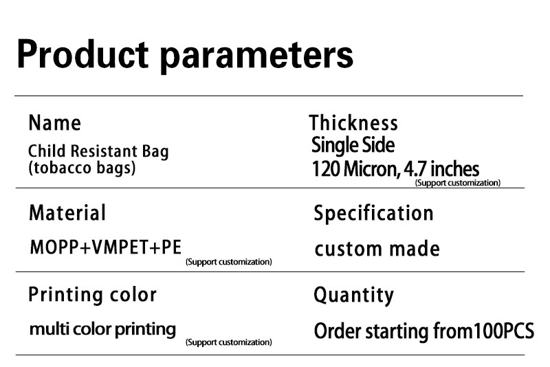 Child Protective Blank Mylar Bag Anti-Odor Plastic Zipper Lock Child Protective Bag