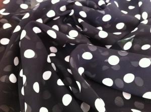 China 100D Black White Circle Print Chiffon Fabric on sale
