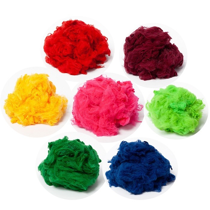 SGS Certified Polyester Staple Fiber More Than 100 Colors Well Stocked