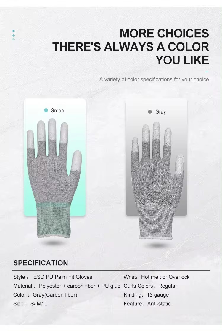 13G Gauge Nylon Knitted Glove PU Smooth Coating On Palm Worker Safety Gloves