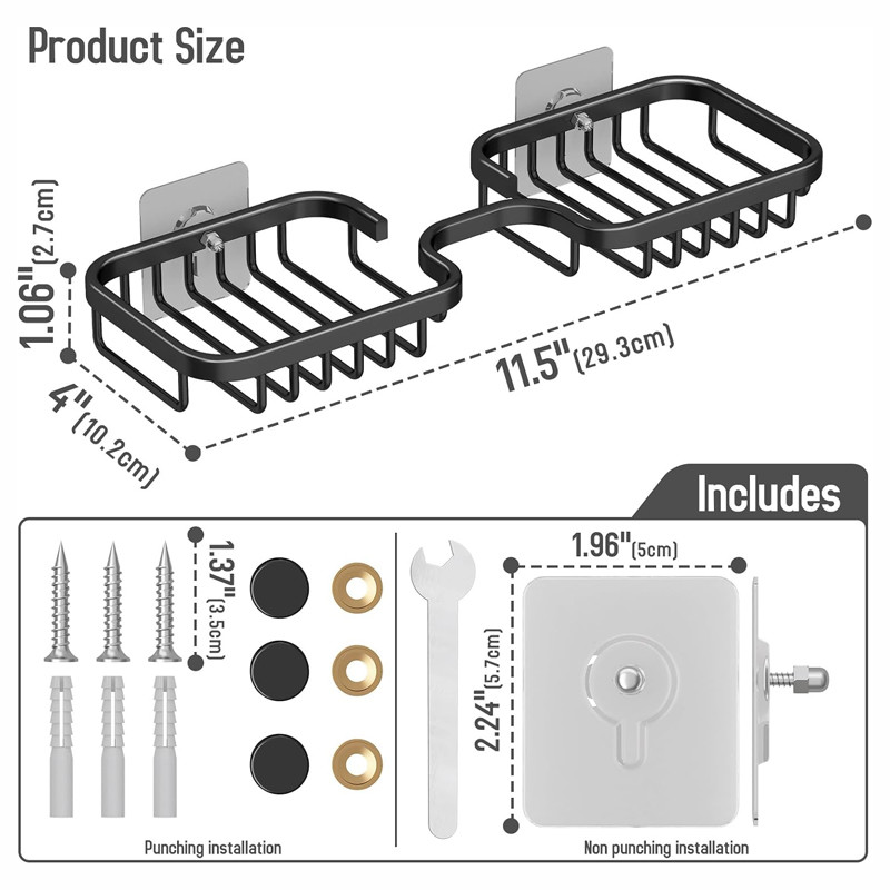 Wall Mounted Rust Proof Metal Self Draining Soap Tray Soap Dish for Shower