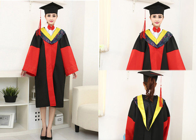 wholesale graduation gowns and mortar board black gowns from China clothing factory
