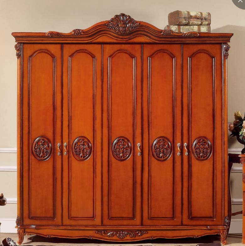 5 Door Antique Classic Furniture Wardrobe Bedroom
