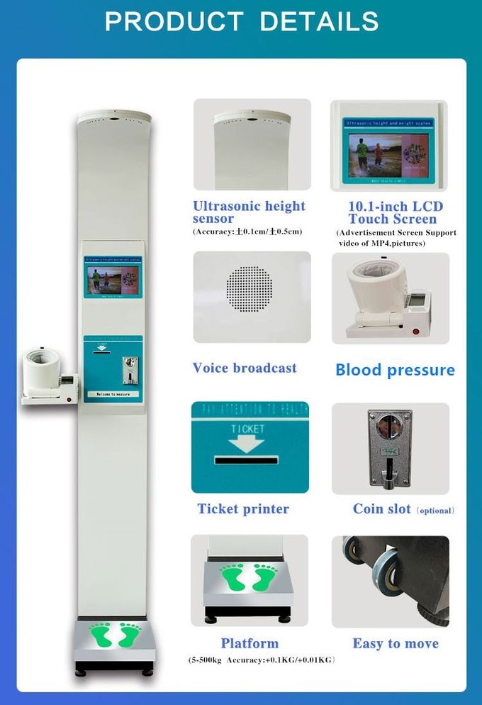 50HZ Blood Pressure Height And Weight Scale Analyzer Medical Examination