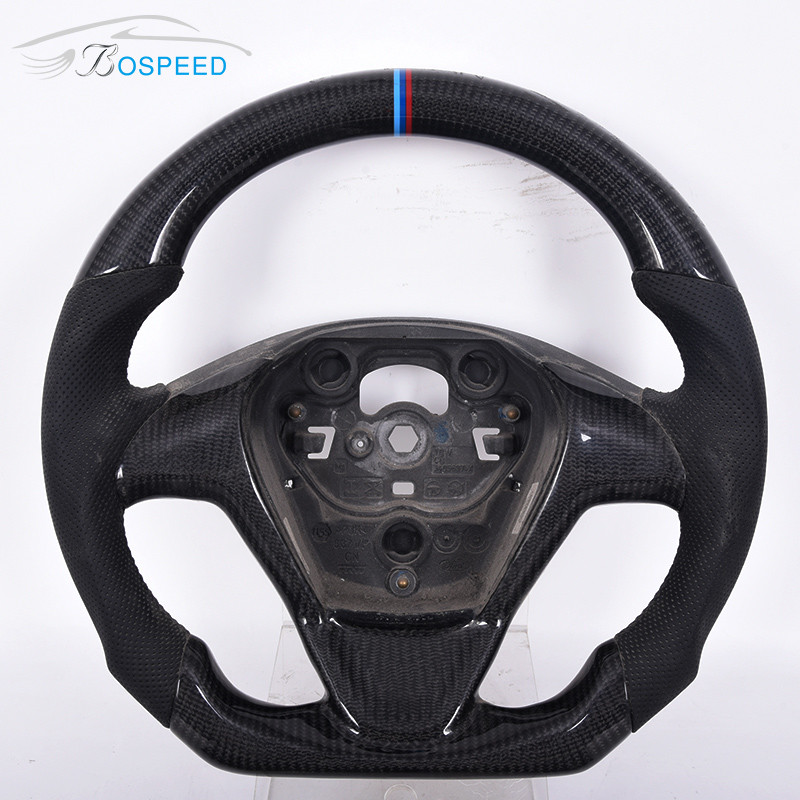 35cm Custom Ford Ranger Racing Steering Wheel Smooth Leather Blue Stripe