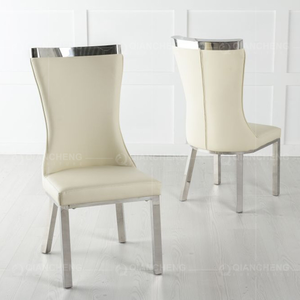 Luxury Chrome SS Dining Chairs softness Upholstered Dining Room Chair