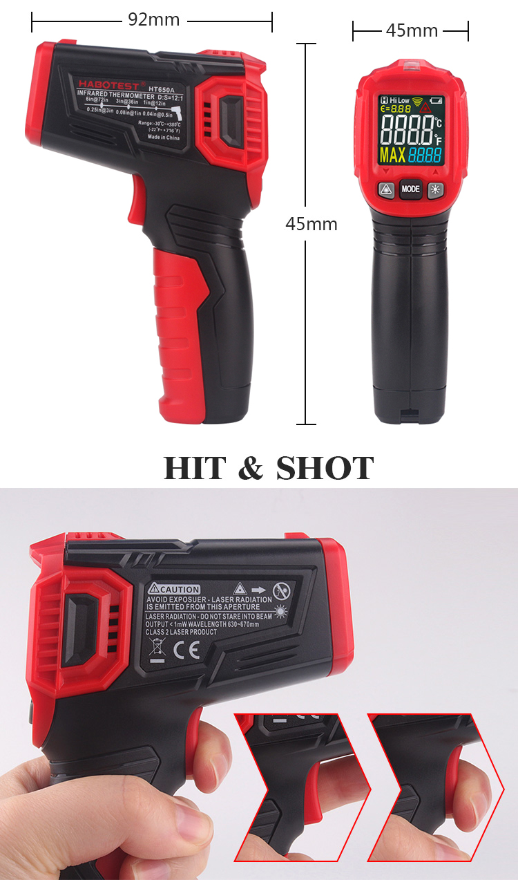 380C Kitchen Laser Infrared Thermometer Temperature Gun