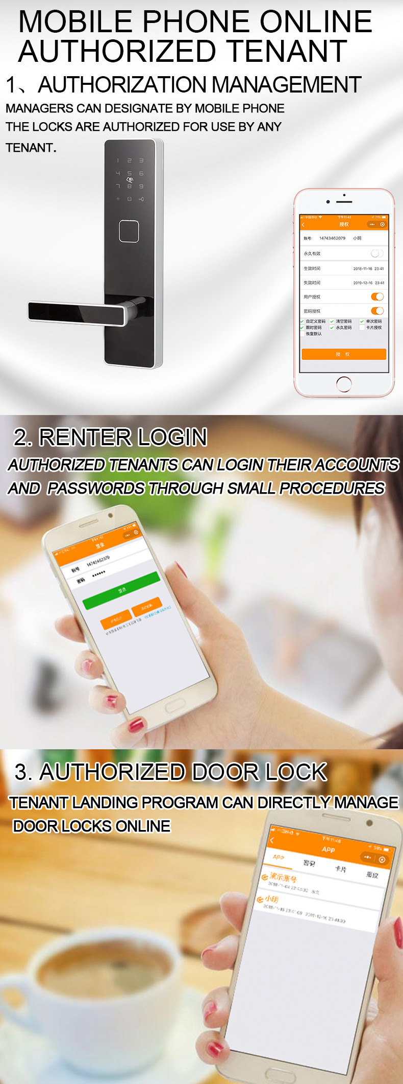 Zinc Alloy Mechanical Keypad Door Lock , Front Door Locks Customized Size