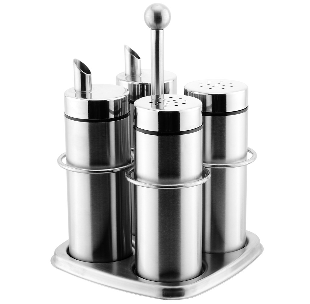 #304 Stainless Steel Salt and Pepper Shaker Porcelain Dinnerware Sets Condiment Pots with Lid 1.5 - 2.5mm Holes