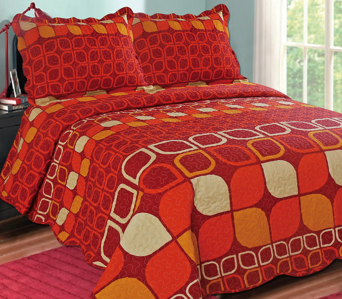 Home Bed Quilts Double Size Good Pigment Printed Comforter Set