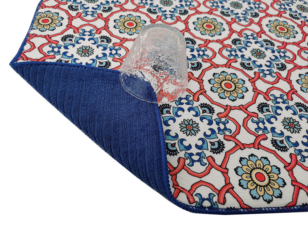 Polyester Dish Drainer Mat Floral Printing Microfiber Dish Drying Mat
