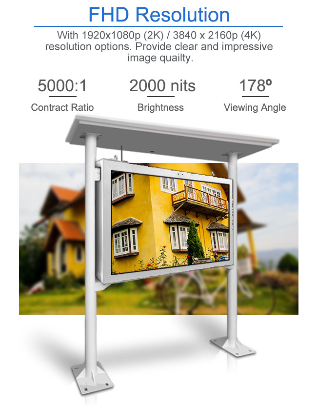 Outdoor TV LCD Monitor For Sport Park 55" 43" 65" HD High Bright Screen