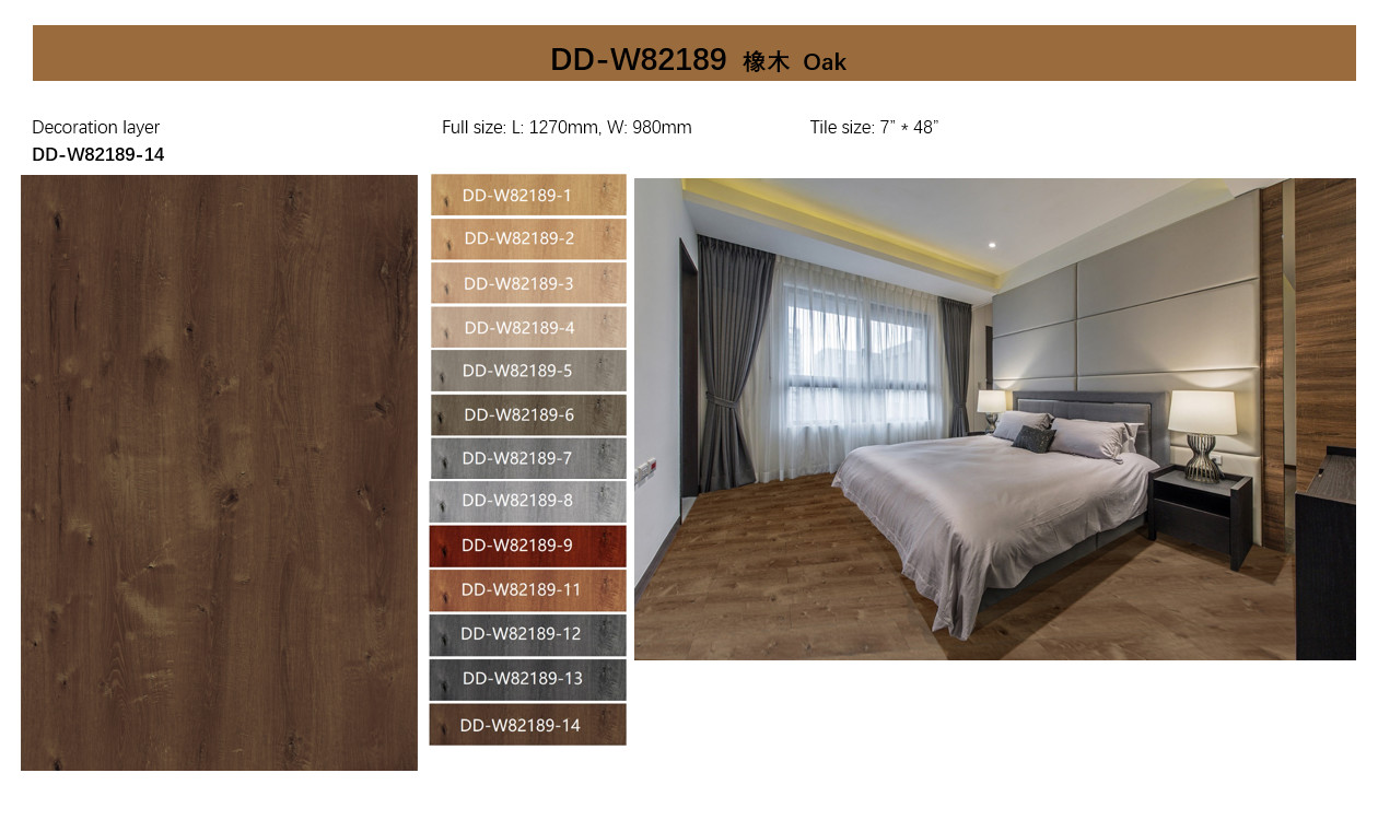 1220x183mm Wood Look SPC Vinyl Flooring Fire Proof GKBM DD-W82189