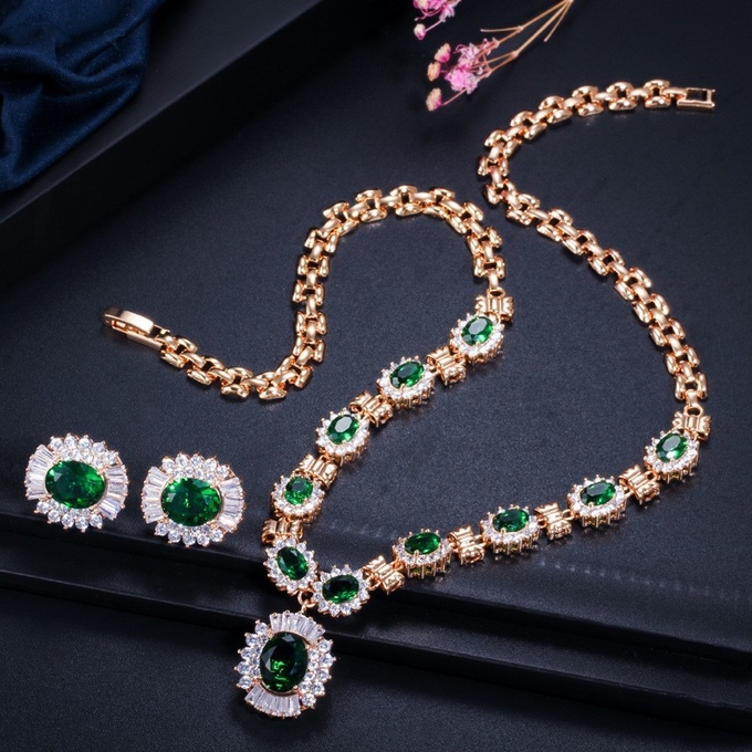 CZ Pendant Necklace for Women Necklace Bracele Earring Ring Jewelry Wedding Jewelry Sets For Brides