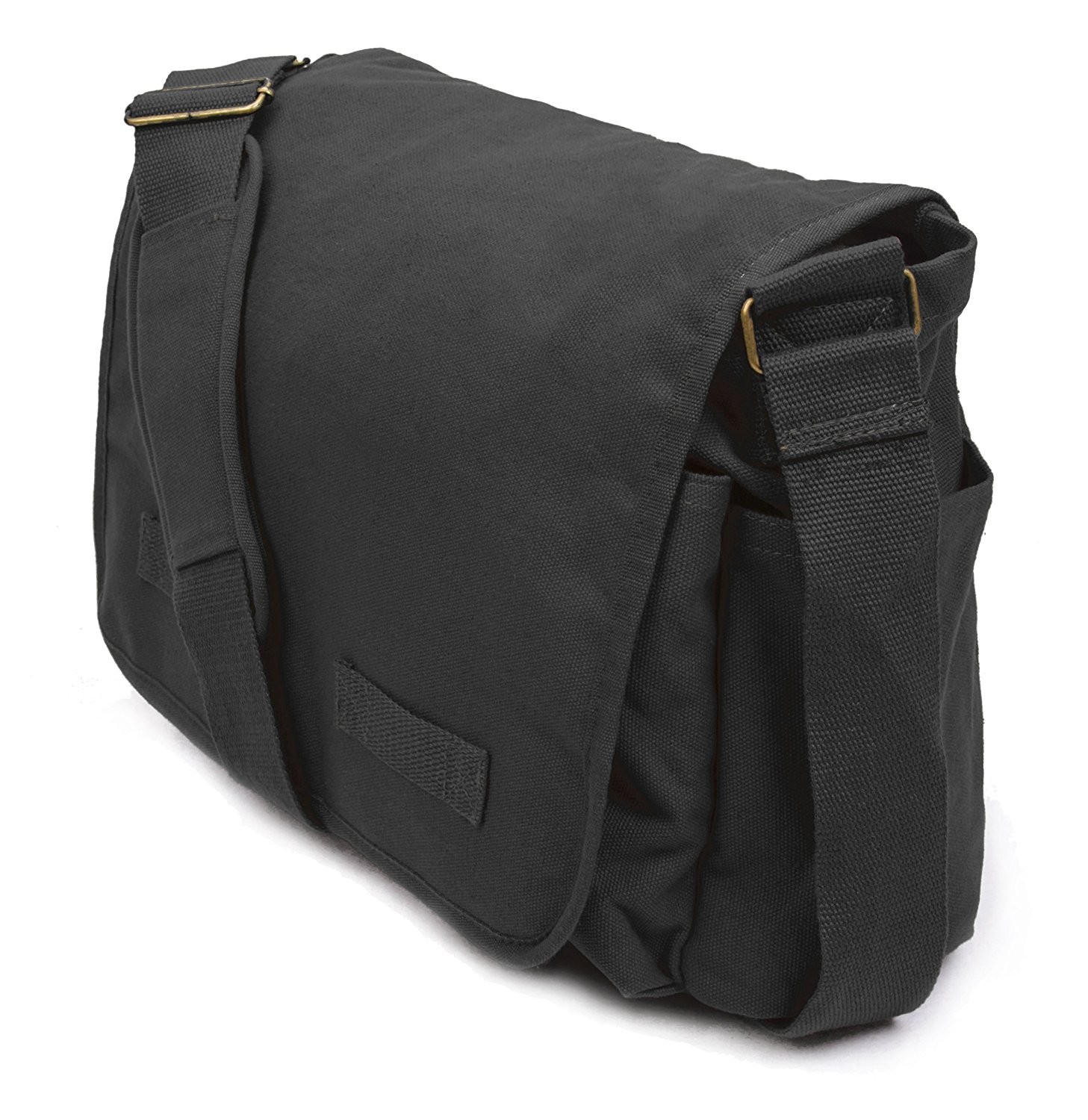 Black Travel Messenger Bag Mens Canvas Satchel Bags W 17.5" X H 12" X D 5"