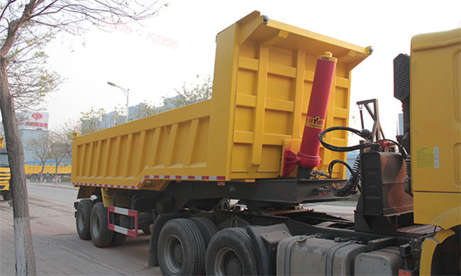 High Strength Steel End Dump Truck With BPW Axle / 30 Tons Semi Trailer Dump Truck