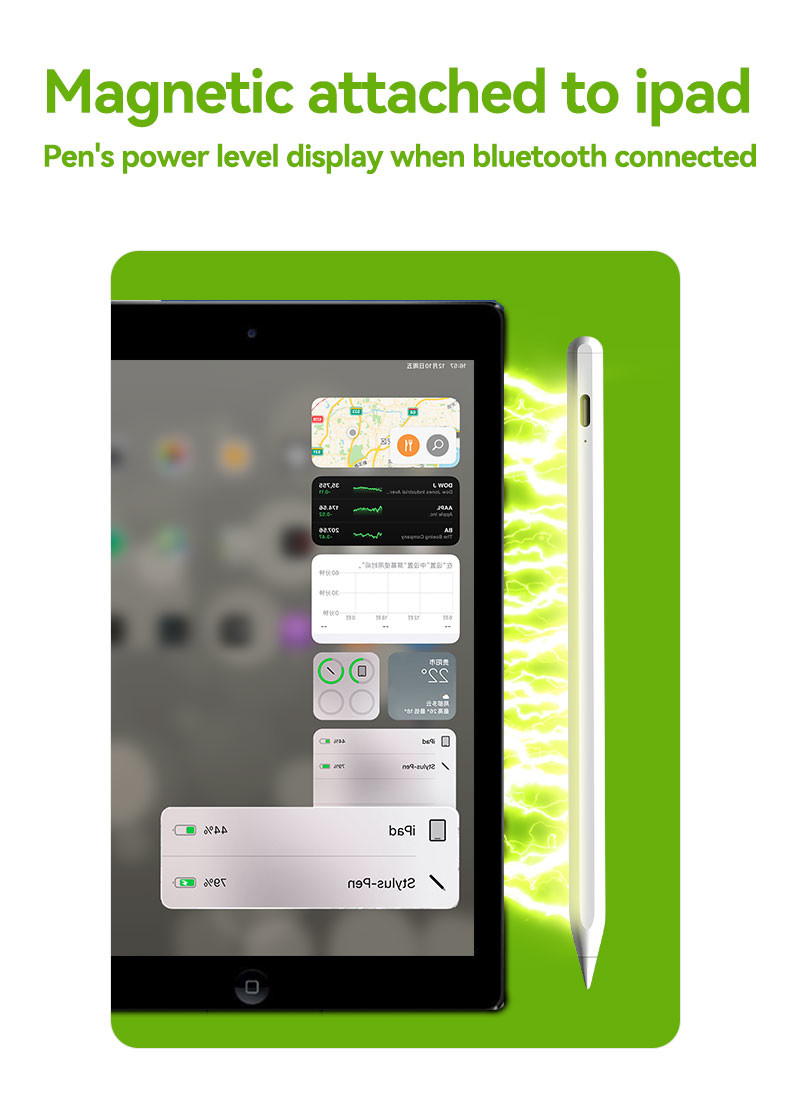 Active Capacitive Tips Palm Rejection Stylus Tilt Recognition Instant Bluetooth Pairing