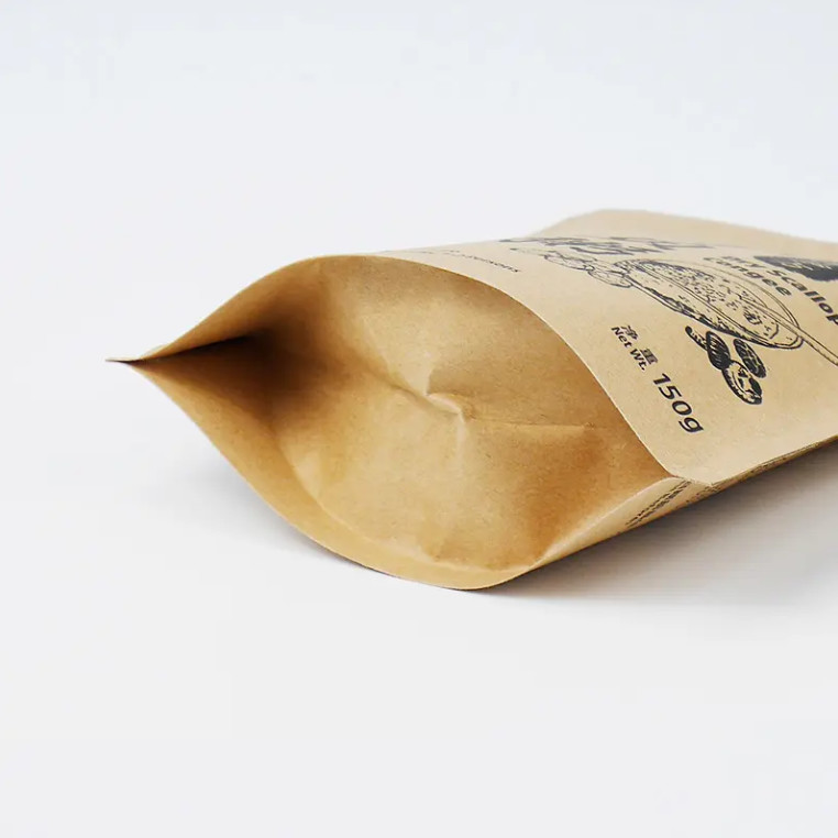 Aluminium Foil Zipper Top Stand Up Pouch With Heat Seal Kraft Paper PET PE Plastic For Food Packaging