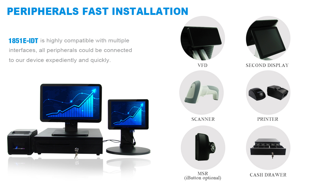 18.5" PCAP Touch Screen POS Terminal Android With Printer