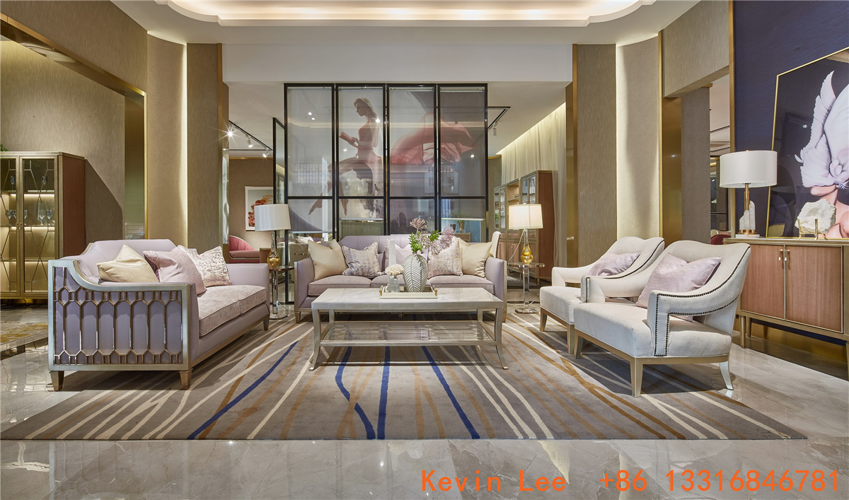 Elegance American style furniture in Light luxury design for Villa house living room leather sofa factory directly sale
