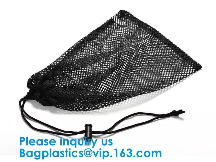 Promotion Small Polyester Mesh Drawstring Bag Customs Size and Logo printing Round Bottom Drawstring Mesh Bag For Sport,