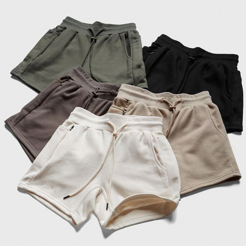 Solid Color Gym Workout Shorts Cotton Men Outdoor Running Plain Jogger Shorts