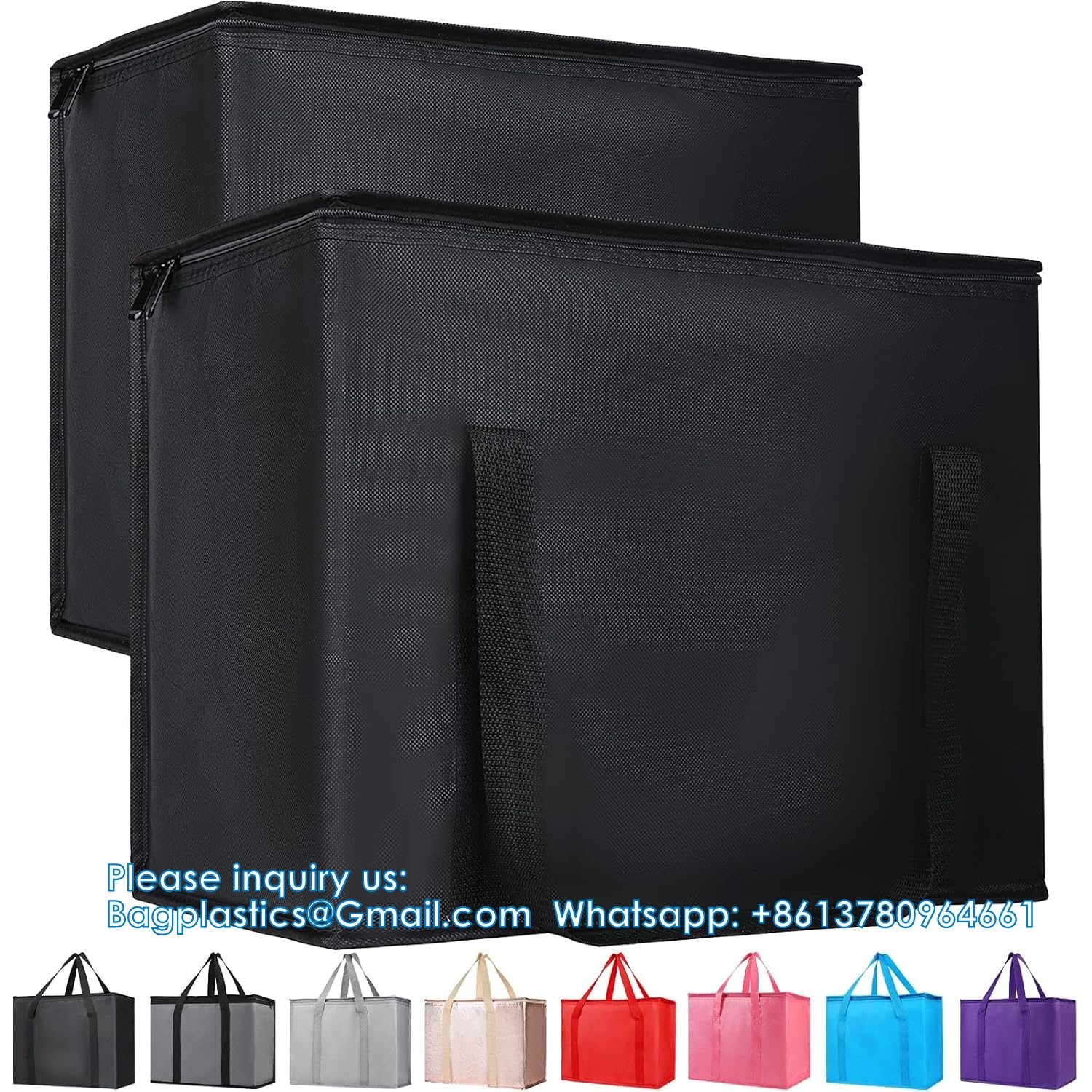 Large Insulated Reusable Grocery Bags With Sturdy Zipper And Handles, Foldable Washable Heavy Duty Cooler Totes