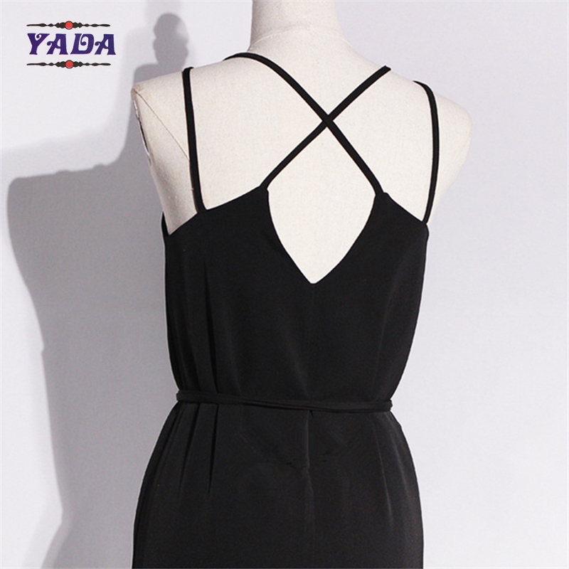 Open back cross split long spaghetti strap solid maxi a line skirt dress beach dresses clothes women with good quality