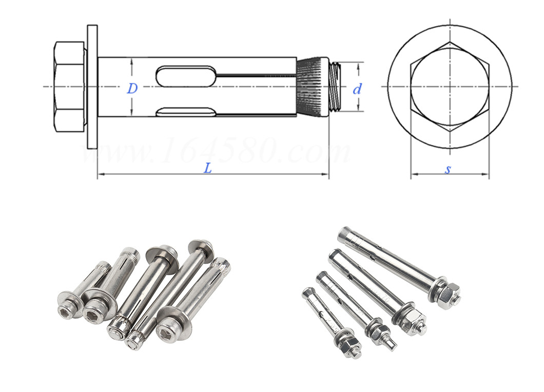Carbon Steel Expansion Anchor Bolt 12mm Sleeve Anchor Hex Bolt Grade 8