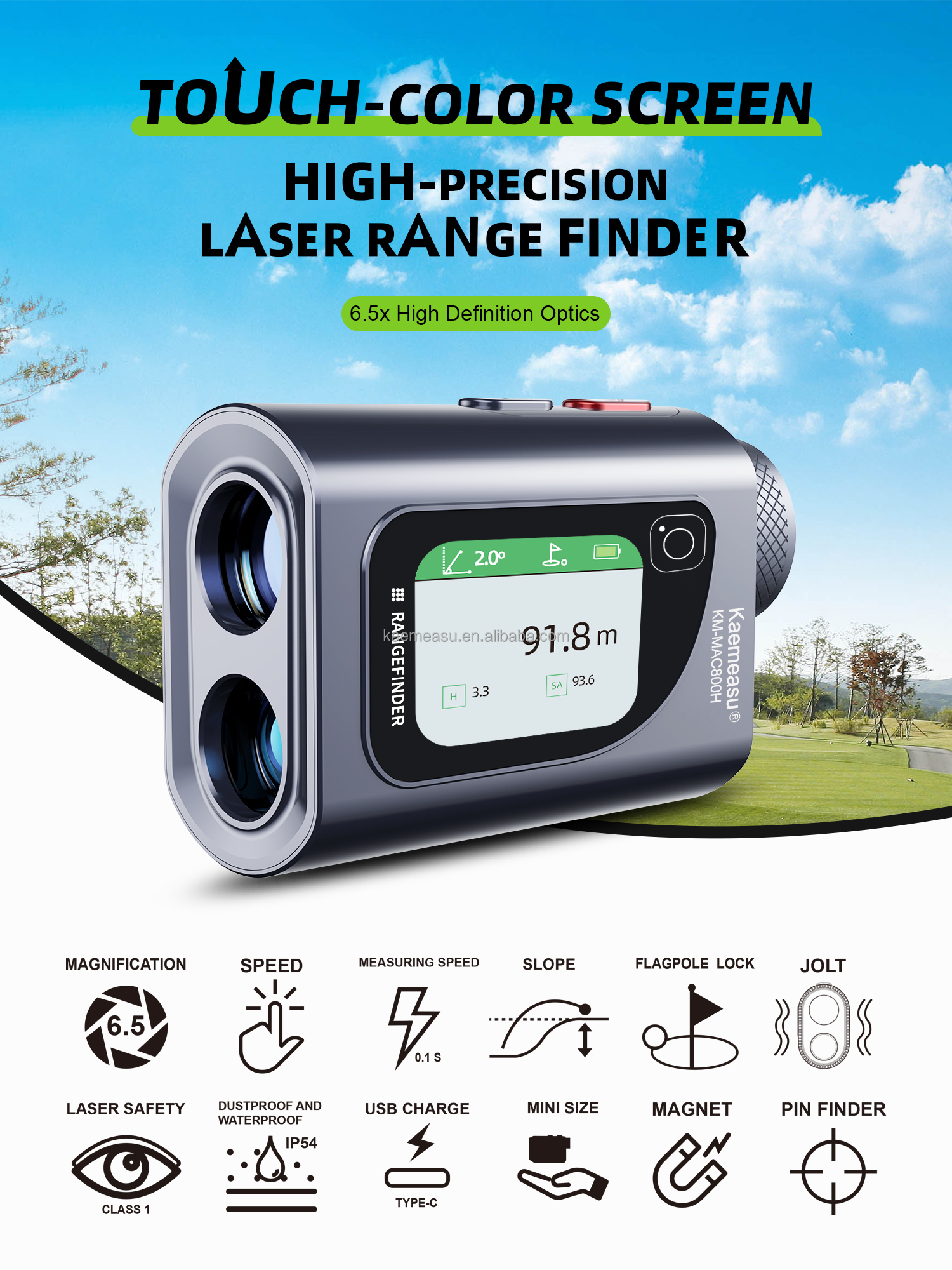 Silver Premium Voice Broadcast Laser Rangefinder