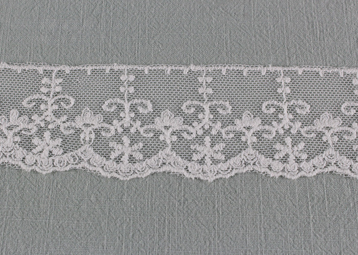 Embroidered Nylon Lace Trim Scalloped Edge Flower Ribbon Cotton Lace Tulle