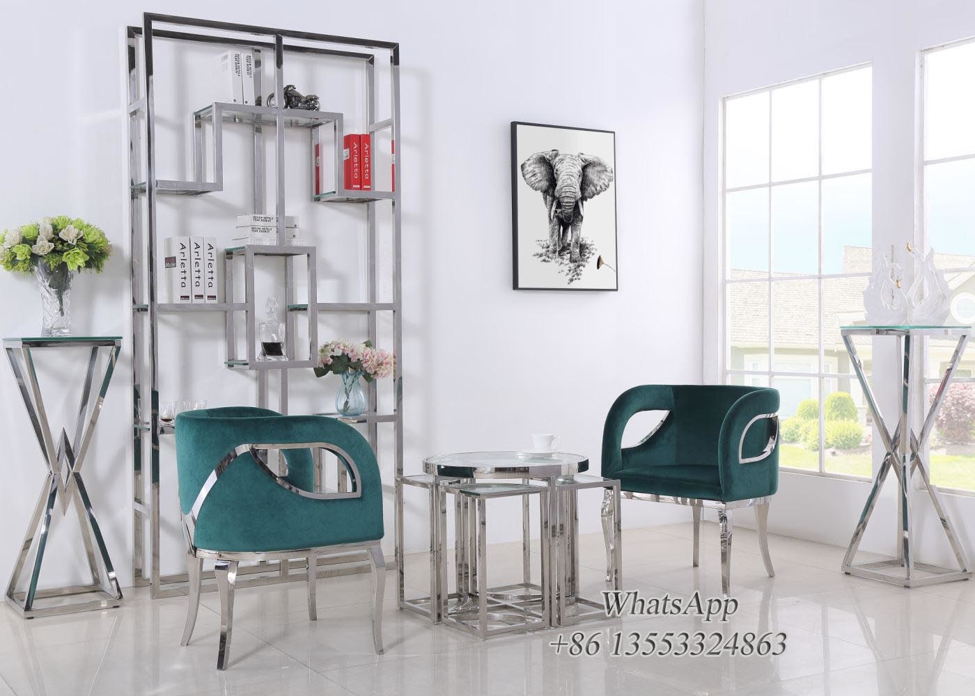 Velvet Dining Chair With Chrome Legs In Furniture Manufacturer (YS-11)