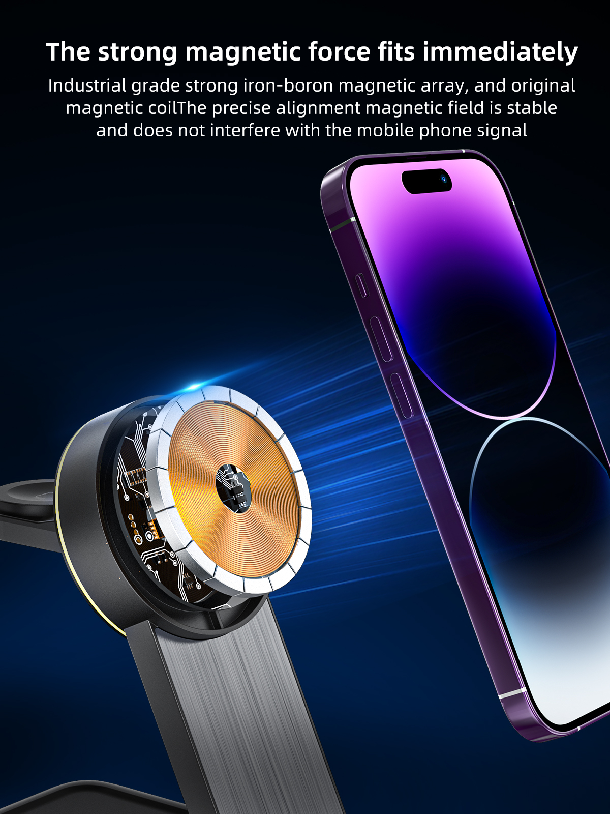 Folding Aluminum Mobile Holder Magnetic 3 in 1 Wireless Charging Qi Fast Charger