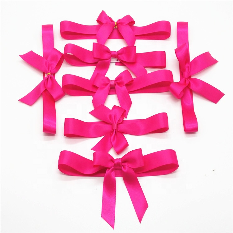 Rose Red Color Satin Ribbon Bow , Smooth Surface Gift Wrap Flower Ribbon