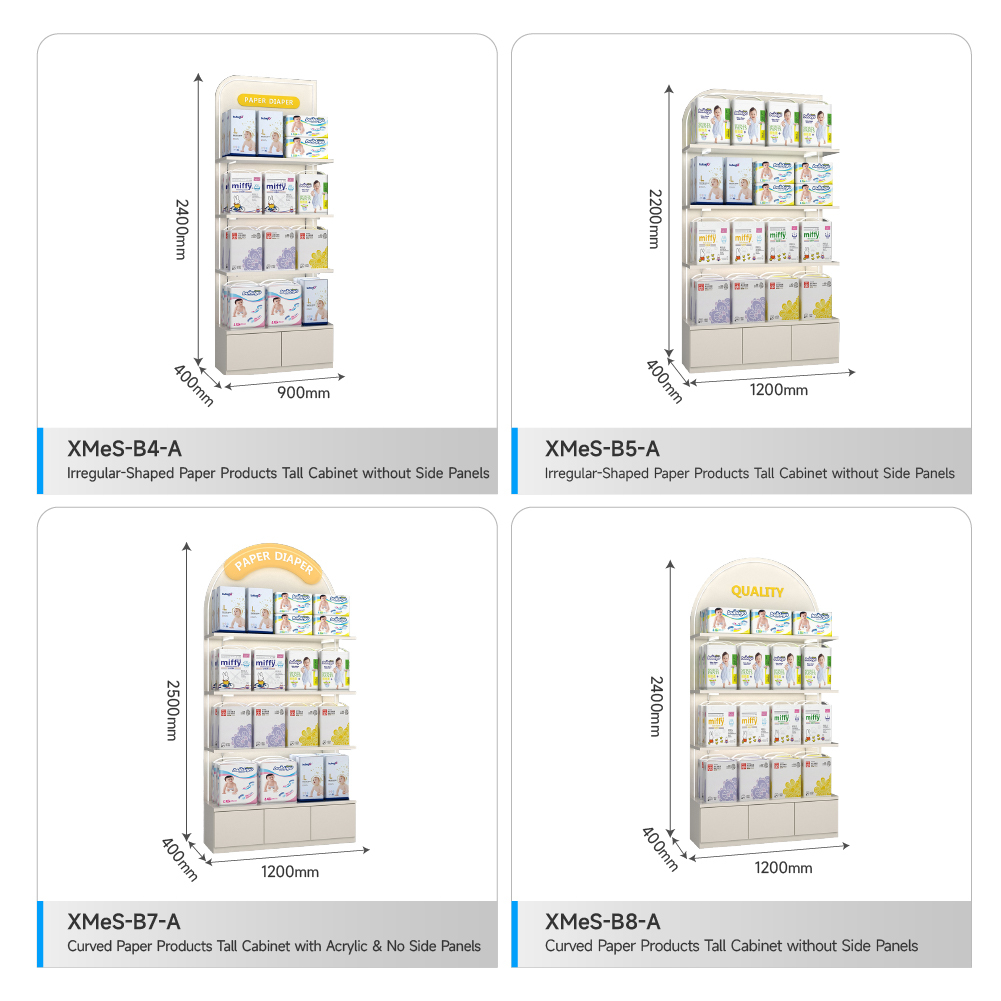 Baby Shop Display Rack Irregular-Shaped Paper Products High Cabinet without Side Panels for Maternity Store Design
