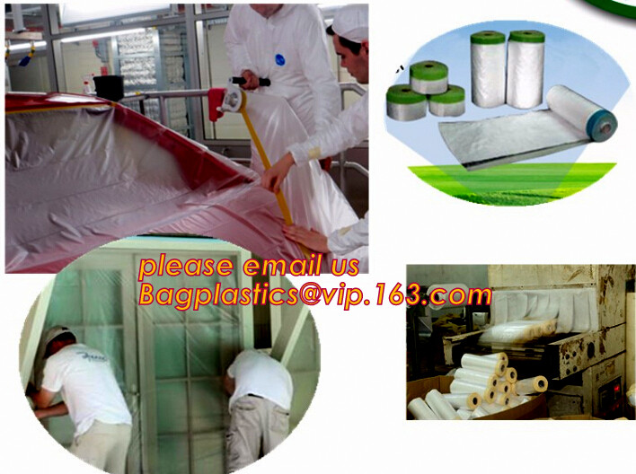 Pre-tapd paint masking film HDPE,Car paint repair masking film with tape, Hot sell masking film with adhesive tape, PAC
