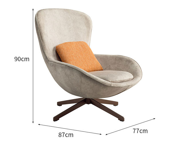 Children'S Lounge Gray Swivel Egg Chair Indoor With Cushion Leisure 90cm