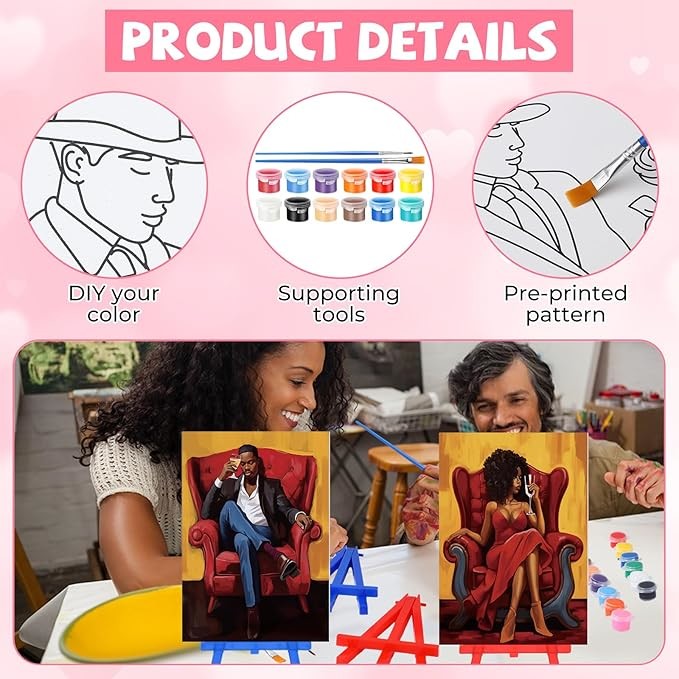 OEM African Pre Drawn Canvas Set With Easel For Adults Beginners Family Sip
