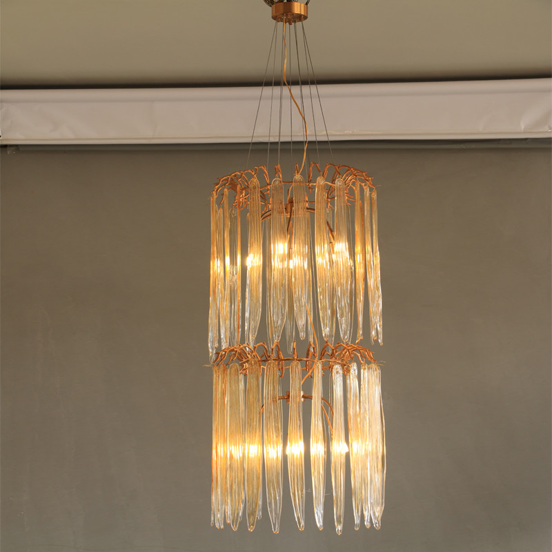 Luxury All Copper Post Modern Duplex Stair Chandelier With Creative Personality
