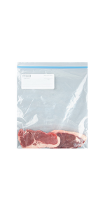 Store and transport foods like fruits, vegetables,  and meats in these large zipper storage bags.