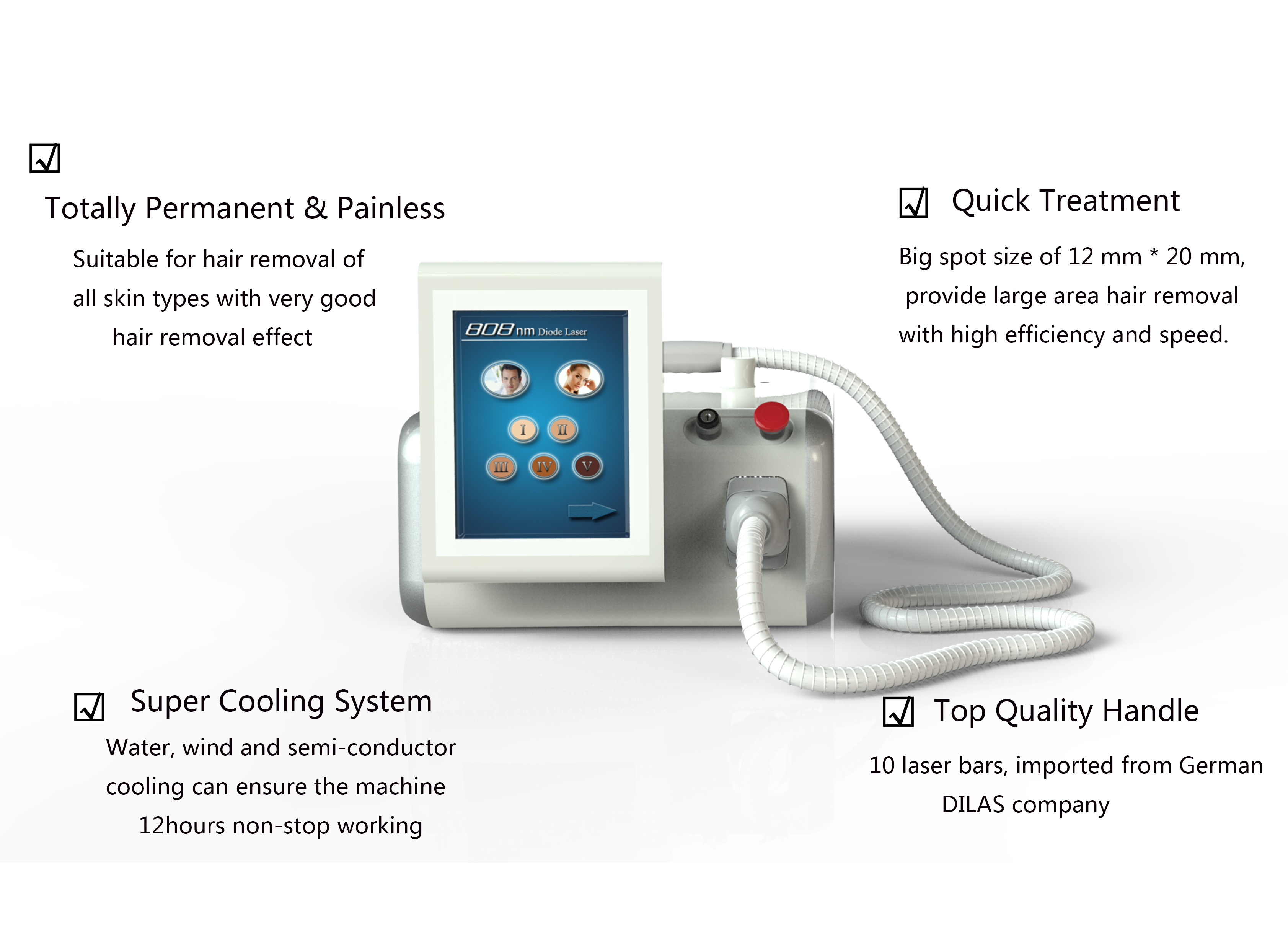Factory price high quality 808nm diode laser hair removal portable