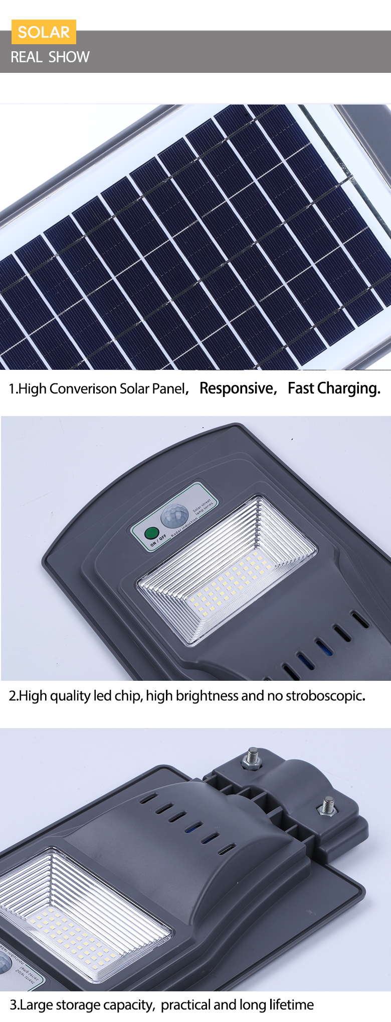 AC 85-265V Input Voltage Integrated All-In-One Solar Street Light With LED Light