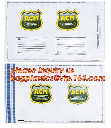 Security plastic bag with adhesive tape for cash, plastic money bag, Security Money Cash Bag For Airport/Bank and police