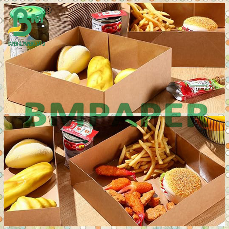 250g - 450g Brown Food Tray Craft Paperboard For Fast Food Store